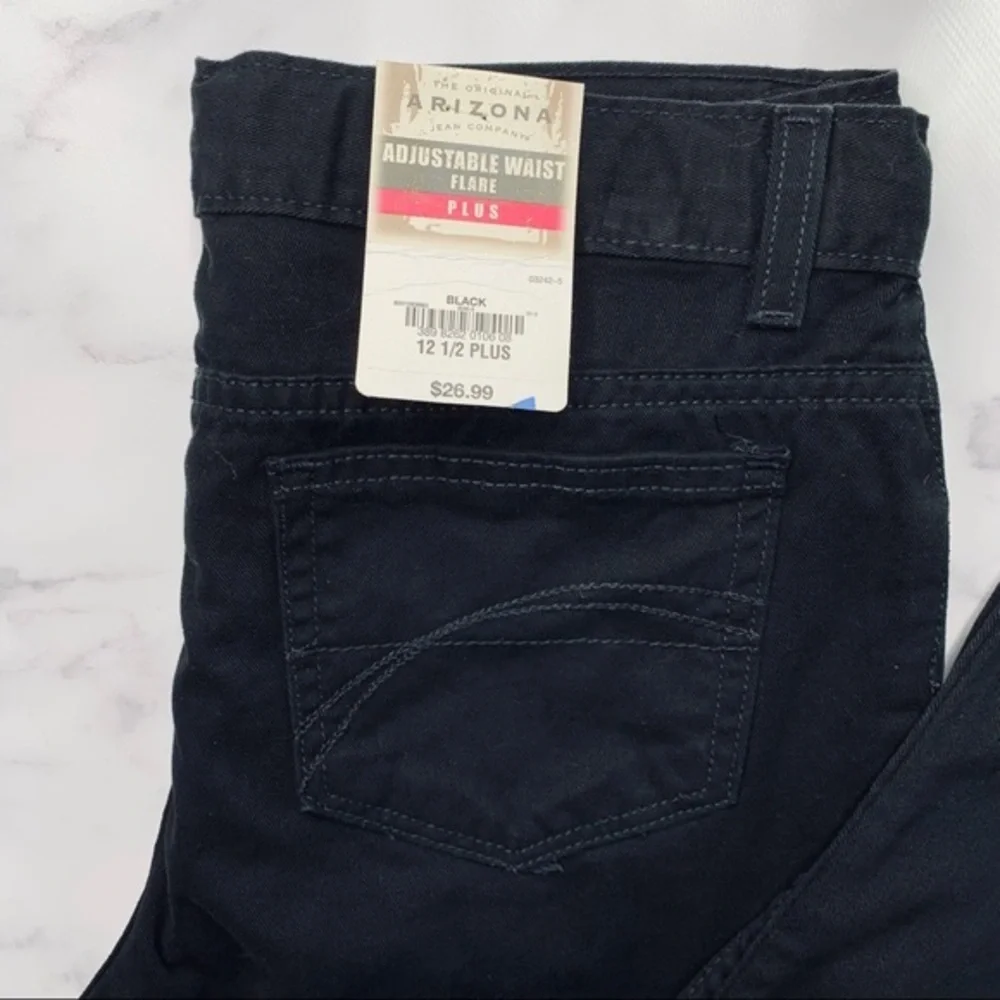 Arizona Adjustable Waist Black Flare Jeans Plus Sz